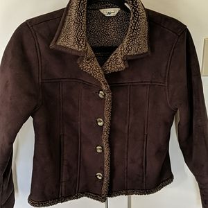 Chocolate brown L.L. Bean faux shearling jacket